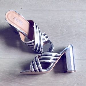 New Year’s Metallic chrome silver high heel sandals womens shoes